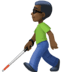 👨🏿‍🦯 man with white cane: dark skin tone display on Facebook